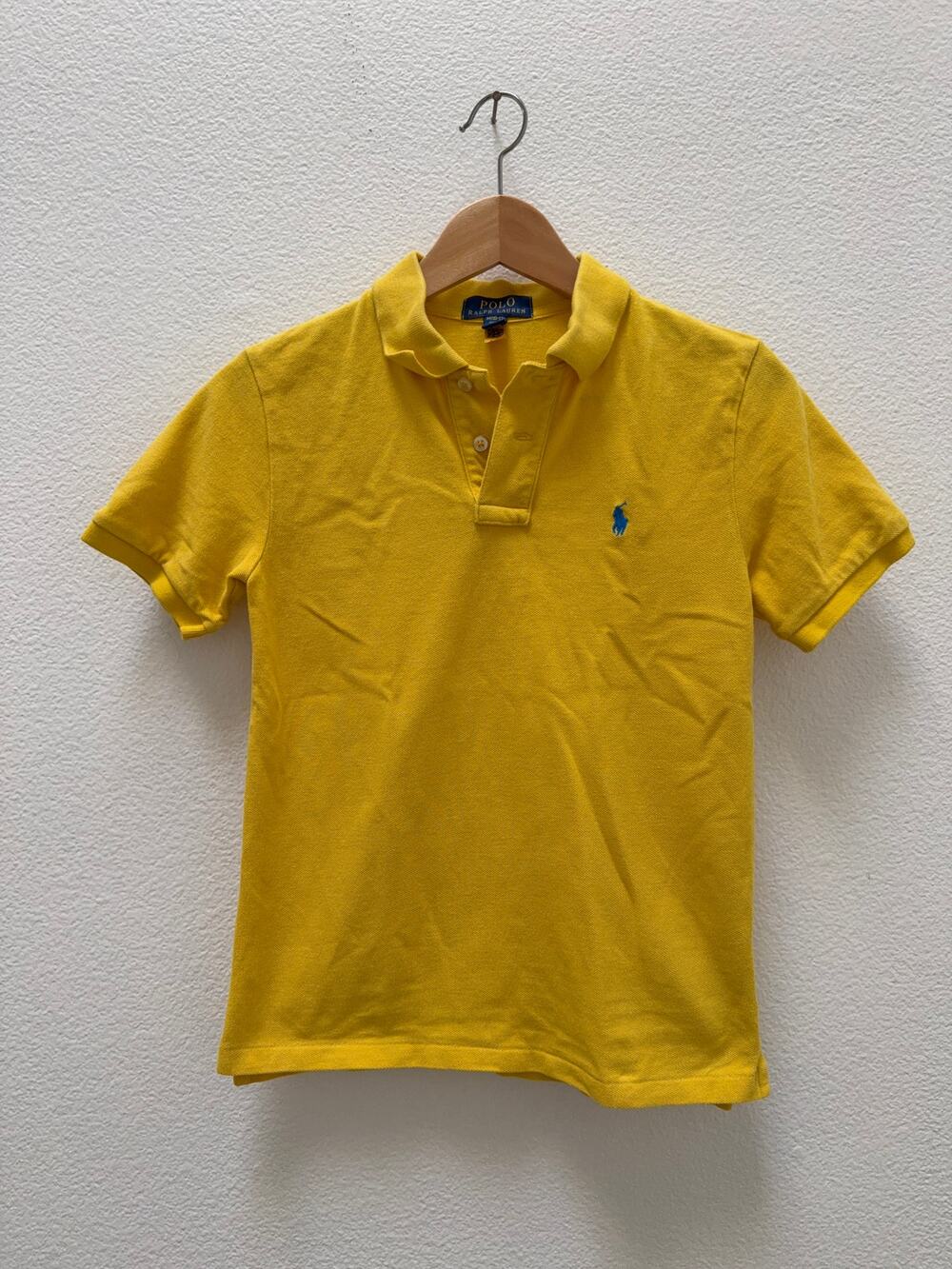 Polo Ralph Lauren Boys M (10-12) Yellow Cotton Short Sleeve Polo Shirt Blue Pony